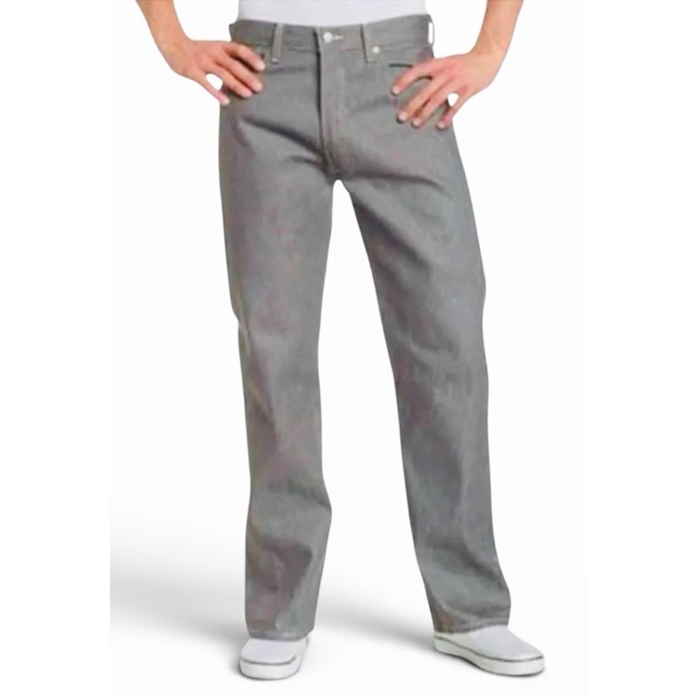 Levis 501 Men Jeans 32x30 Silver Rigid Grey Original Shrink To Fit Raw Denim